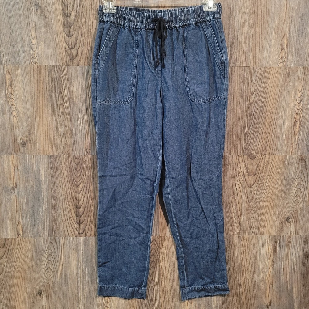 Talbots Pull On Elastic Waist Jeans S x 29 Relaxed Straight Drawstring Pockets